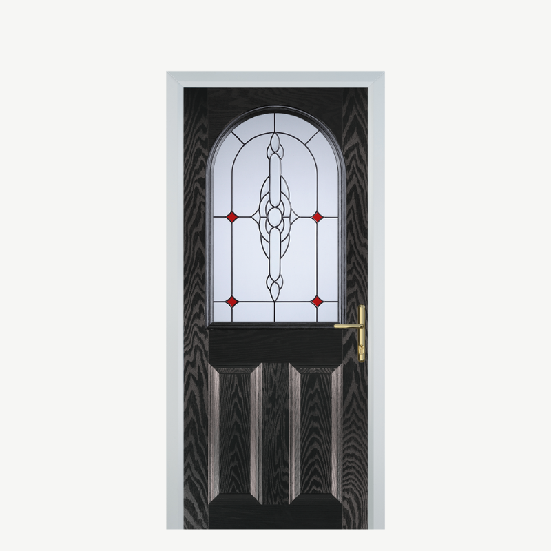 Door E 2 Panel 1 Arch Black Brown Crystal Bohemia Red image 0