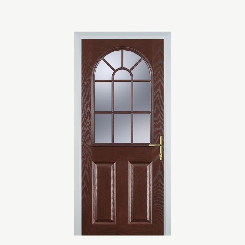 DoorL 2 Panel Sunburst Dark Wood image 0