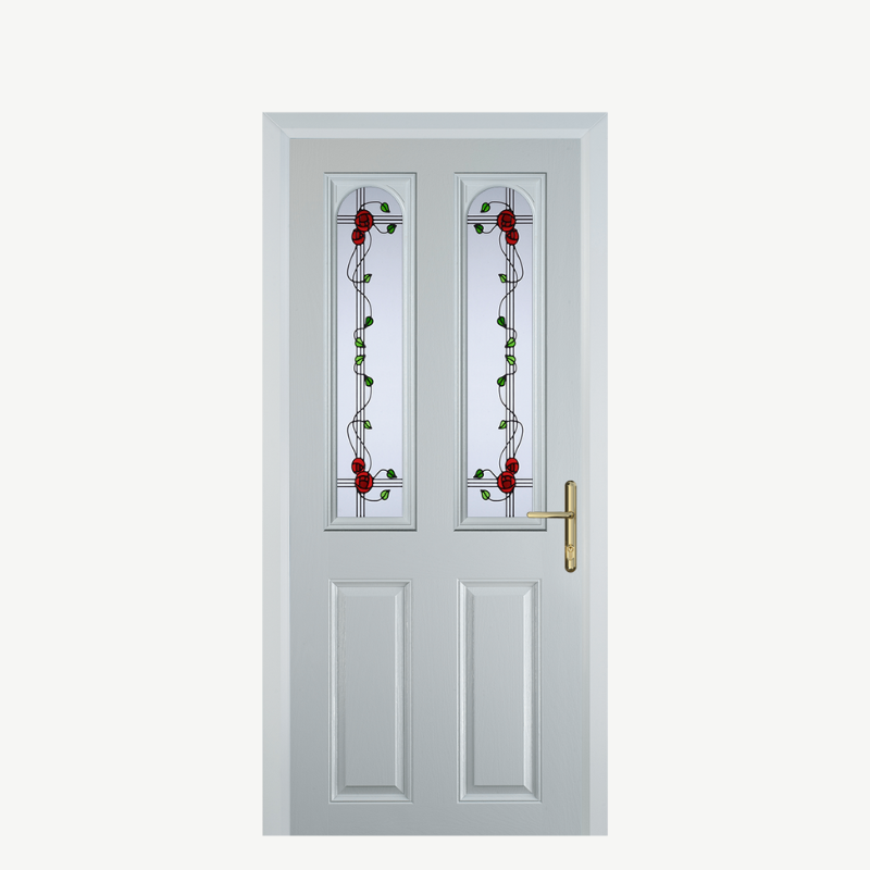 Door A 2 Panel 2 Arch White Mackintosh Rose image 0