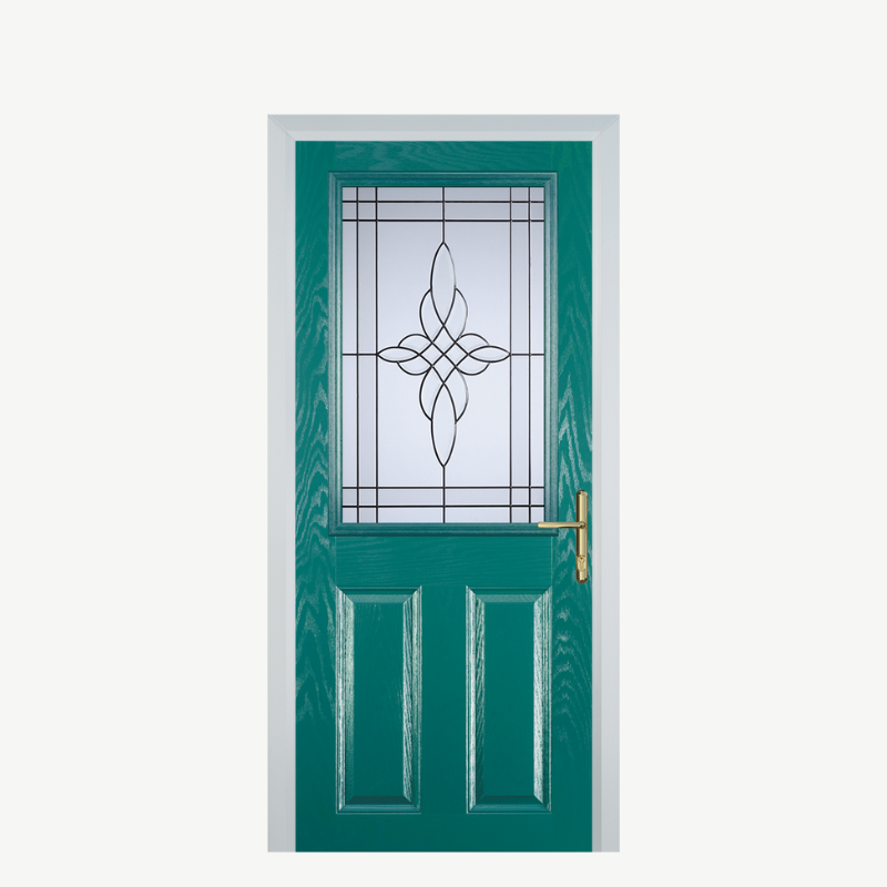 Door F 2 Panel 1 Square Turquoise Blue Crystal Harmony Frost image 0