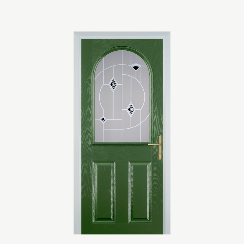 Door E 2 Panel 1 Arch Fern Green Murano Black image 0