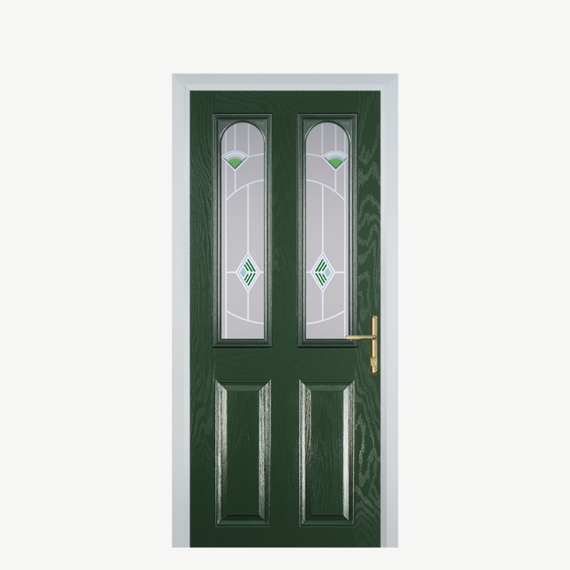 Door A 2 Panel 2 Arch Green Murano Green image 0