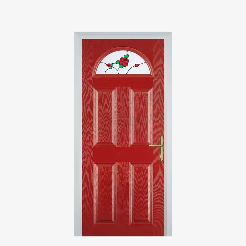 Door D 4 Panel 1 Arch Red English Rose image 0