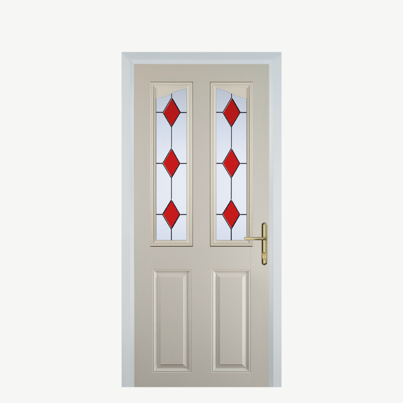 Door B 2 Panel 2 Angle Cream 3 Drop Diamond Red image 0
