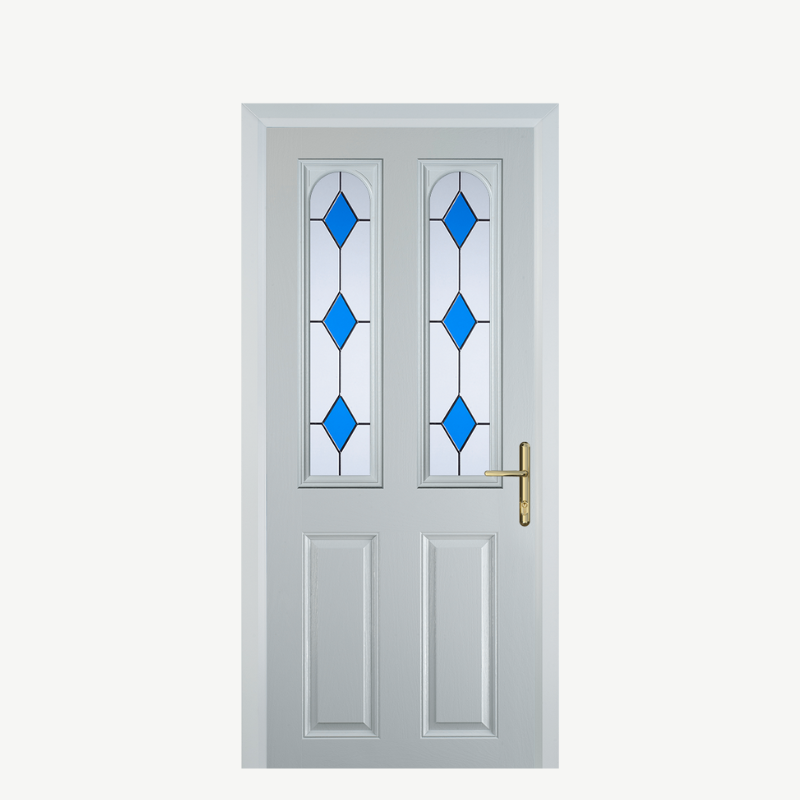 Door C 2 Panel 2 Square White 3 Drop Diamond Blue image 0