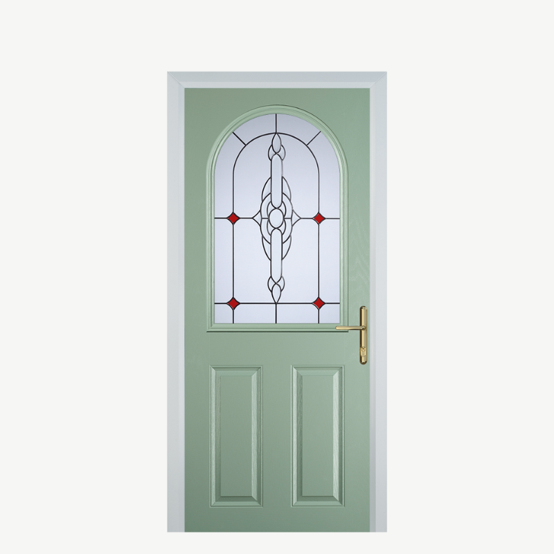 Door E 2 Panel 1 Arch Chartwell Green Crystal Bohemia Red image 0