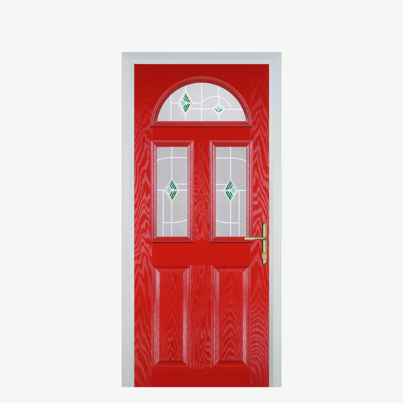 Door G 2 Panel 1 Arch Poppy Red (High Gloss) Murano Green image 0