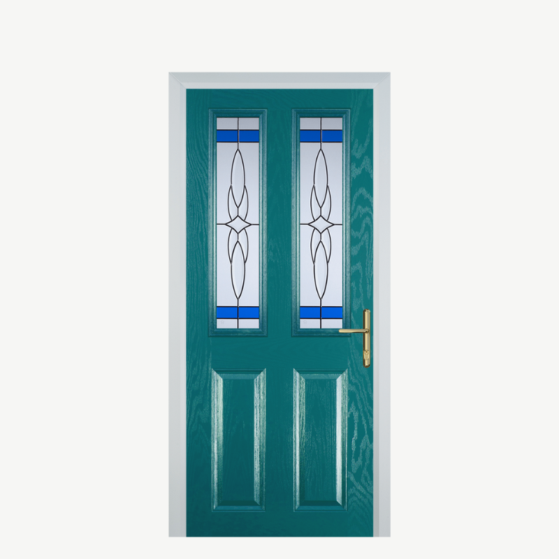 Door C 2 Panel 2 Square Turquoise Blue Crystal Harmony Blue image 0