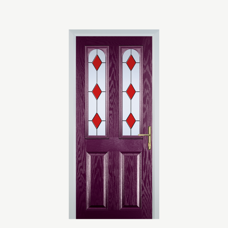 Door A 2 Panel 2 Arch Purple Violet 3 Drop Diamond Red image 0