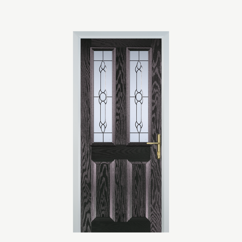 Door C 2 Panel 2 Square Black Brown Crystal Bohemia image 0