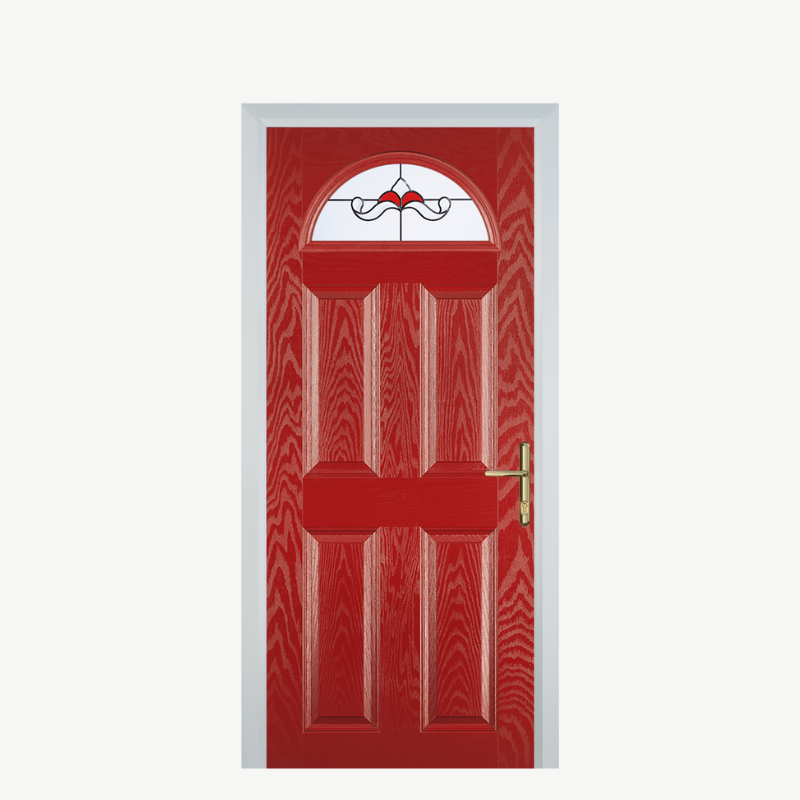 Door D 4 Panel 1 Arch Red Crystal Bohemia Red image 0