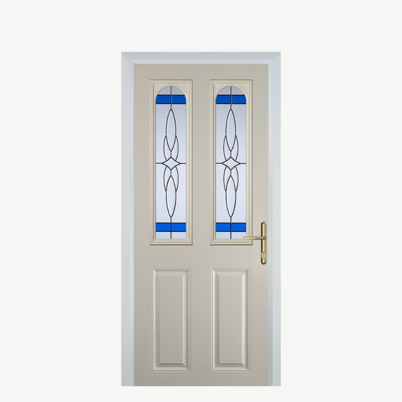 Door A 2 Panel 2 Arch Cream Crystal Harmony Blue image 0