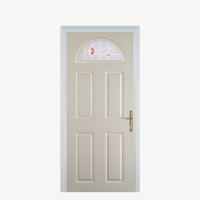 Door D 4 Panel 1 Arch Cream Murano Red image 0