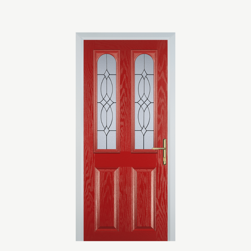 Door A 2 Panel 2 Arch Red Flair image 0