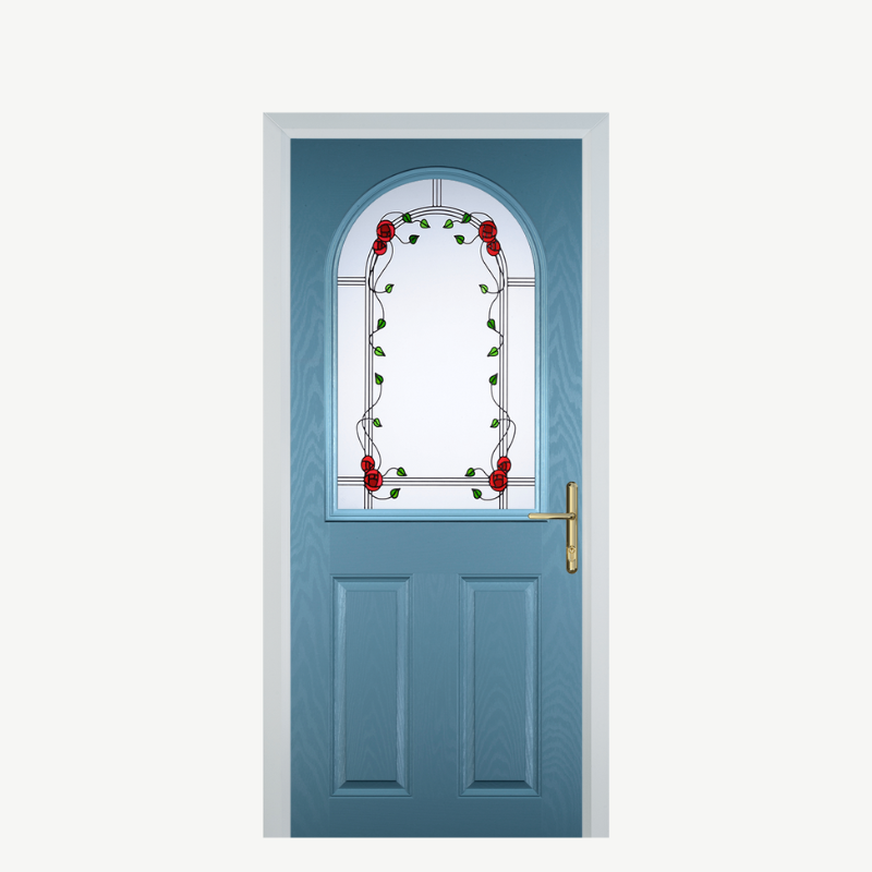 Door E 2 Panel 1 Arch Pastel Blue Mackintosh Rose image 0