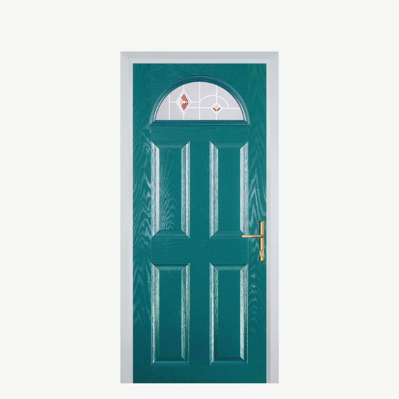 Door D 4 Panel 1 Arch Turquoise Blue Murano Red image 0