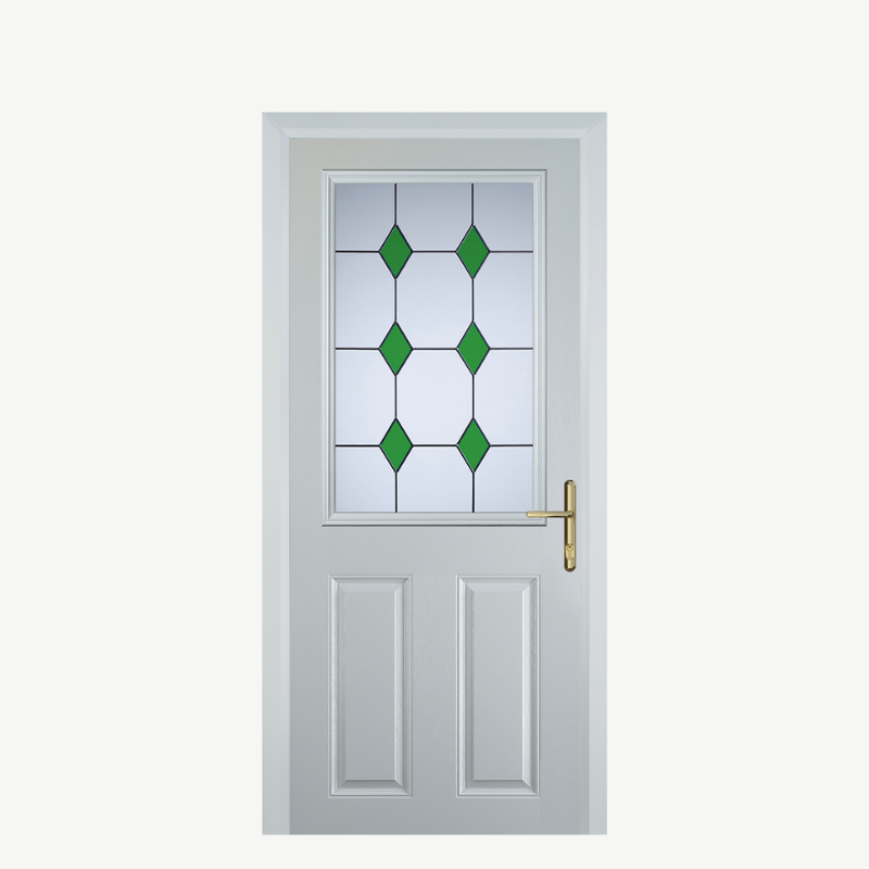 Door F 2 Panel 1 Square White 3 Drop Diamond Green image 0