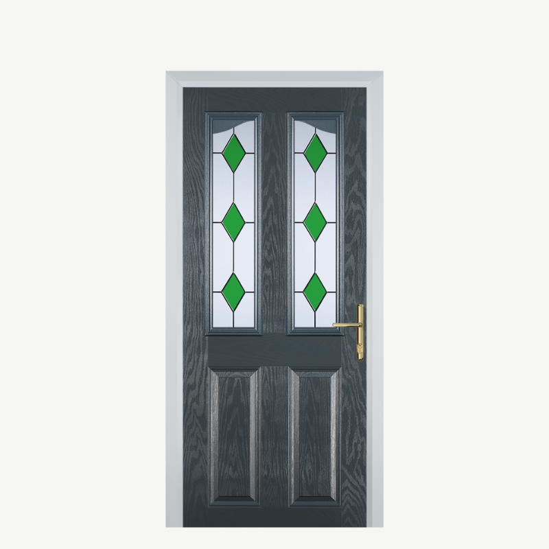 Door B 2 Panel 2 Angle Grey 3 Drop Diamond Green image 0
