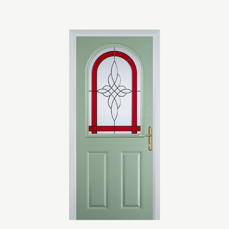 Door E 2 Panel 1 Arch Chartwell Green Crystal Harmony Red image 0