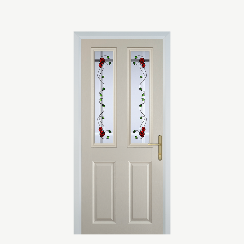 Door C 2 Panel 2 Square Cream Mackintosh Rose image 0