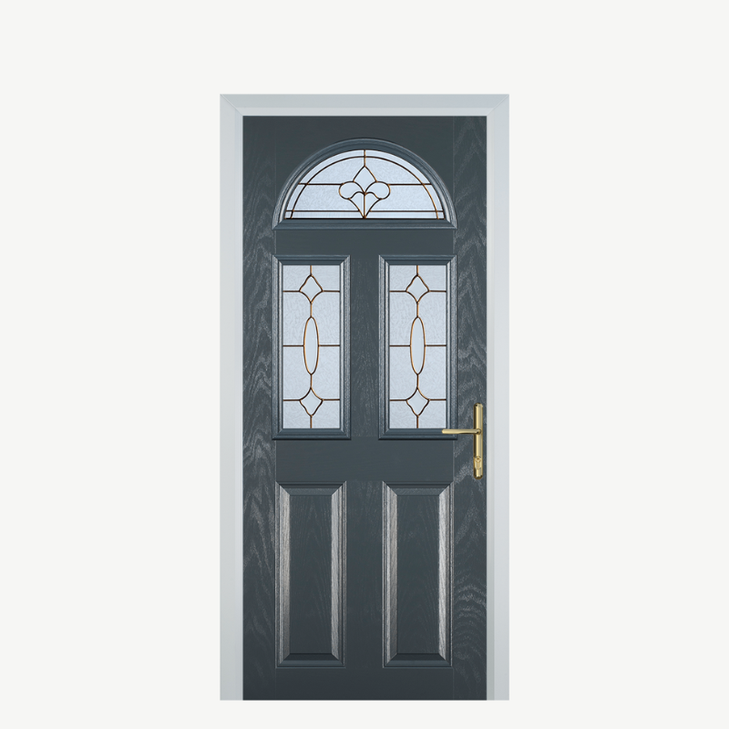 Door G 2 Panel 1 Arch Grey Brass Art Clarity image 0