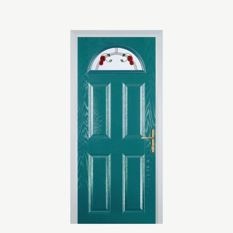 Door D 4 Panel 1 Arch Turquoise Blue Mackintosh Rose image 0
