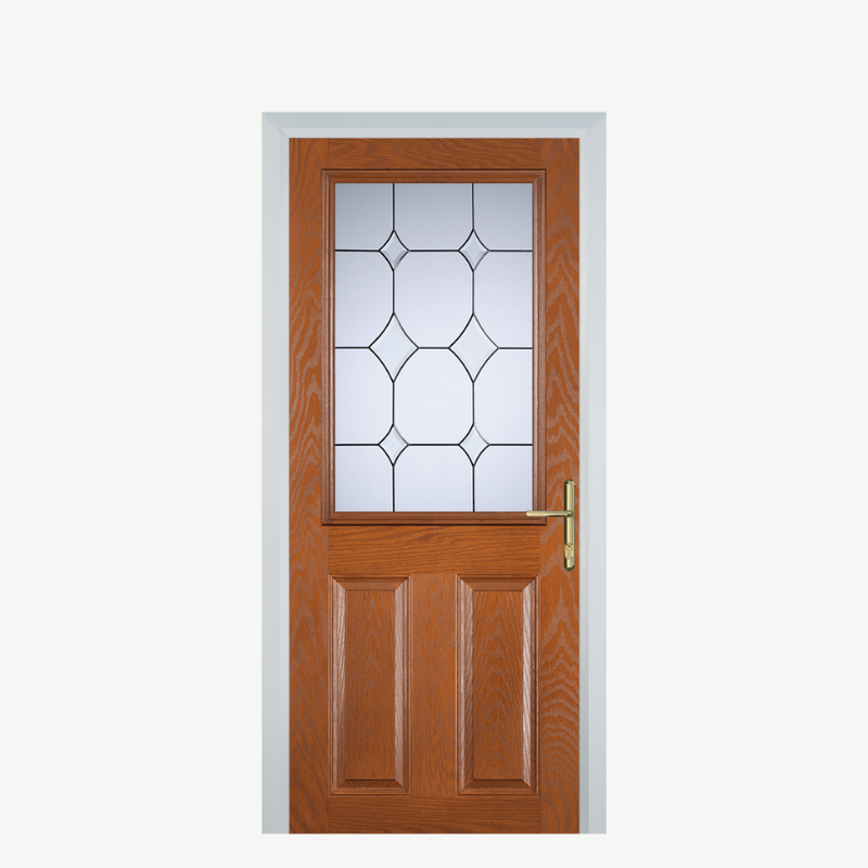 Door F 2 Panel 1 Square Oak Crystal Diamond image 0