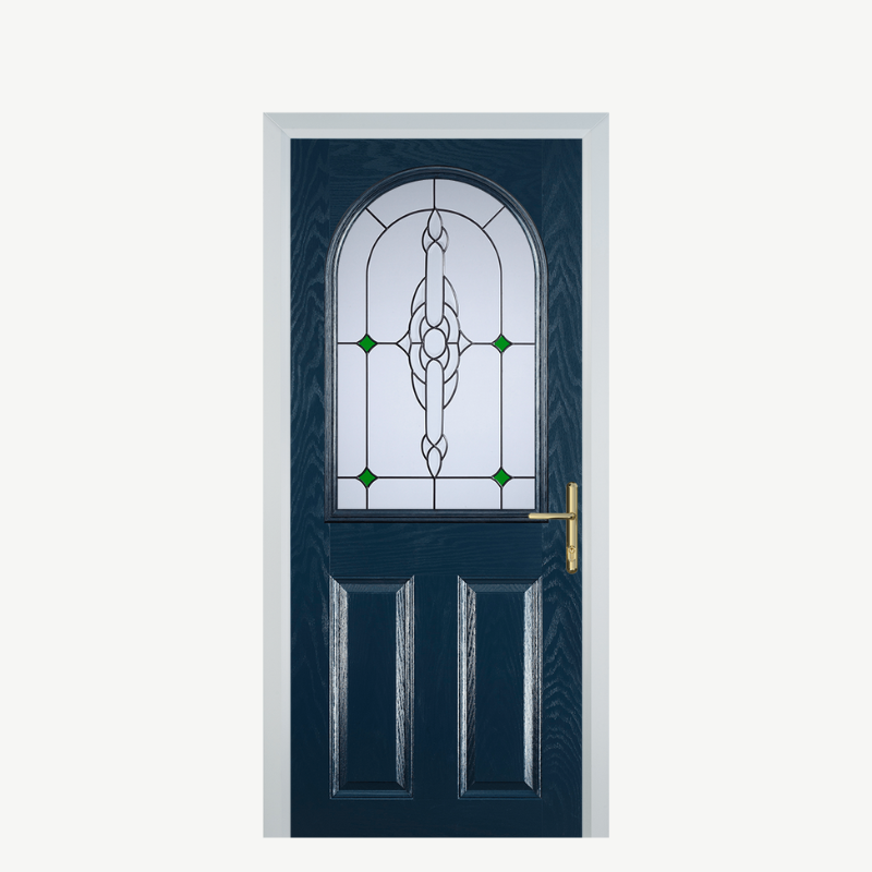 Door E 2 Panel 1 Arch Blue Crystal Bohemia Green image 0