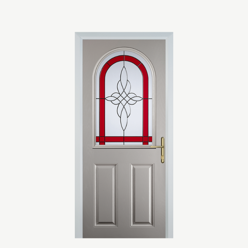 Door E 2 Panel 1 Arch Agate Grey Crystal Harmony Red image 0