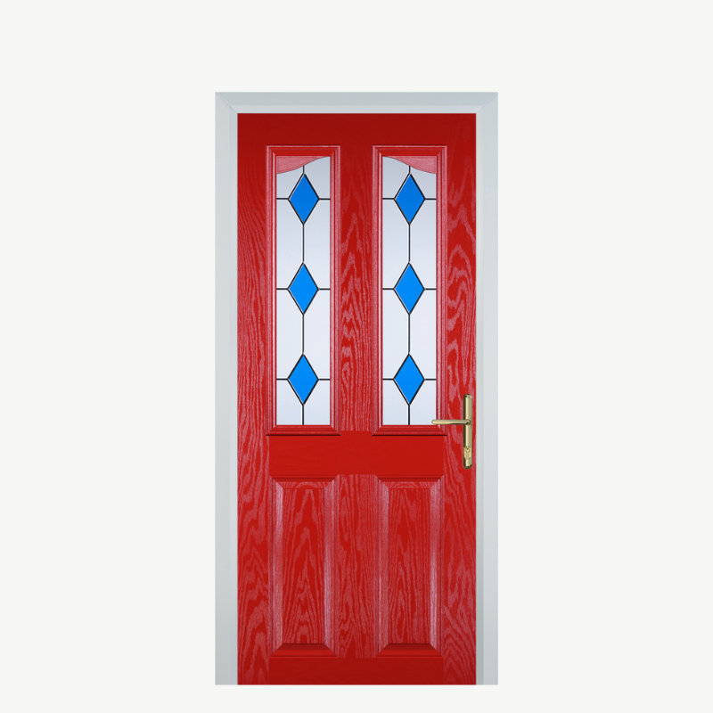 Door B 2 Panel 2 Angle Poppy Red (High Gloss) 3 Drop Diamond Blue image 0