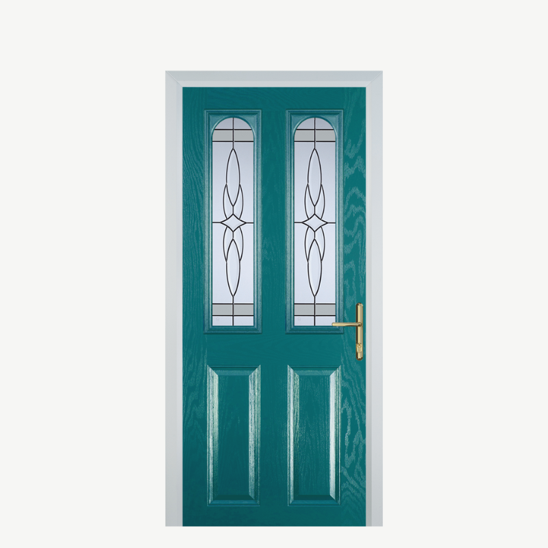 Door A 2 Panel 2 Arch Turquoise Blue Crystal Harmony Frost image 0