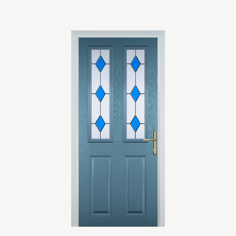 Door C 2 Panel 2 Square Pastel Blue 3 Drop Diamond Blue image 0