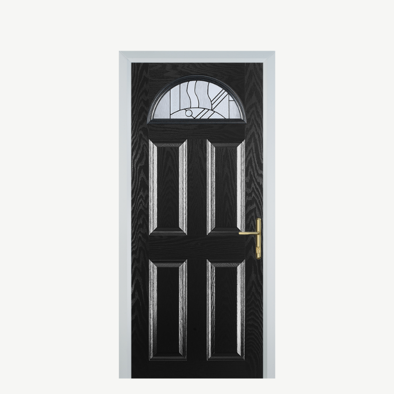 Door D 4 Panel 1 Arch Black Zinc Art Abstract image 0