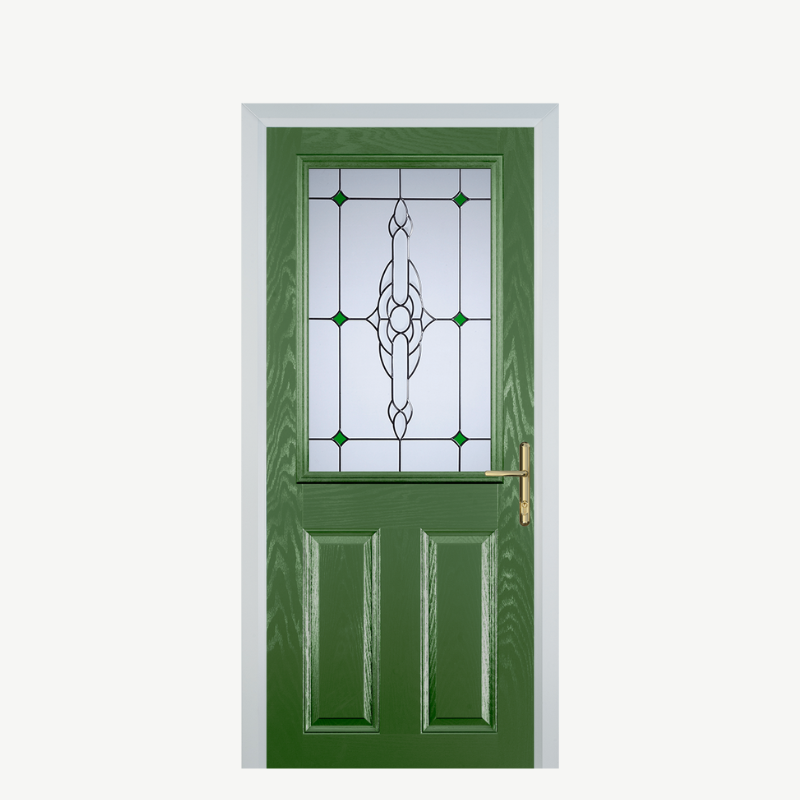 Door F 2 Panel 1 Square Fern Green Crystal Bohemia Green image 0