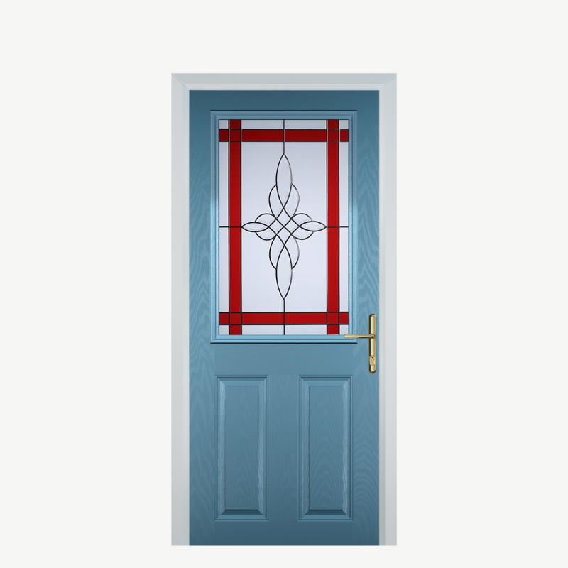 Door F 2 Panel 1 Square Pastel Blue Crystal Harmony Red image 0