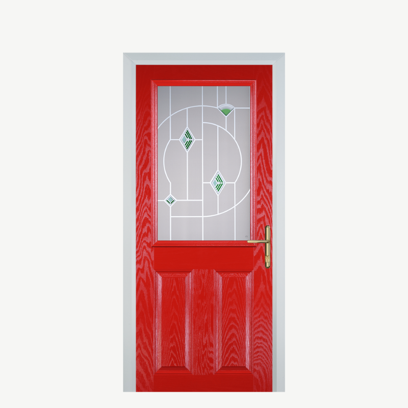 Door F 2 Panel 1 Square Poppy Red (High Gloss) Murano Green image 0