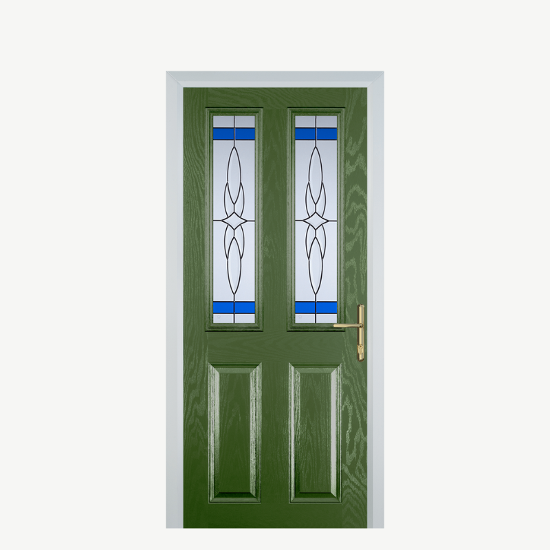 Door C 2 Panel 2 Square Fern Green Crystal Harmony Blue image 0
