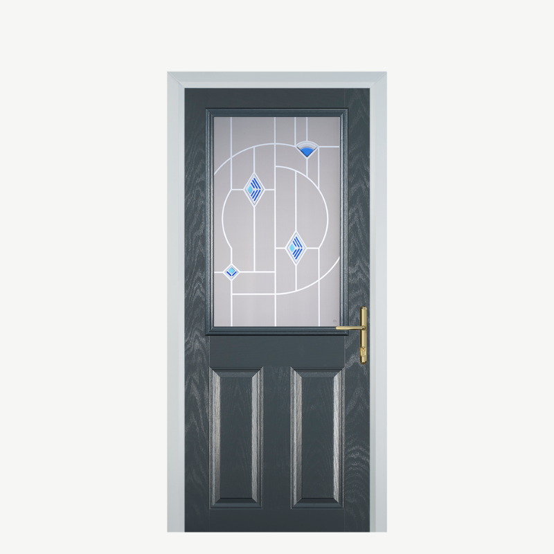 Door F 2 Panel 1 Square Grey Murano Blue image 0