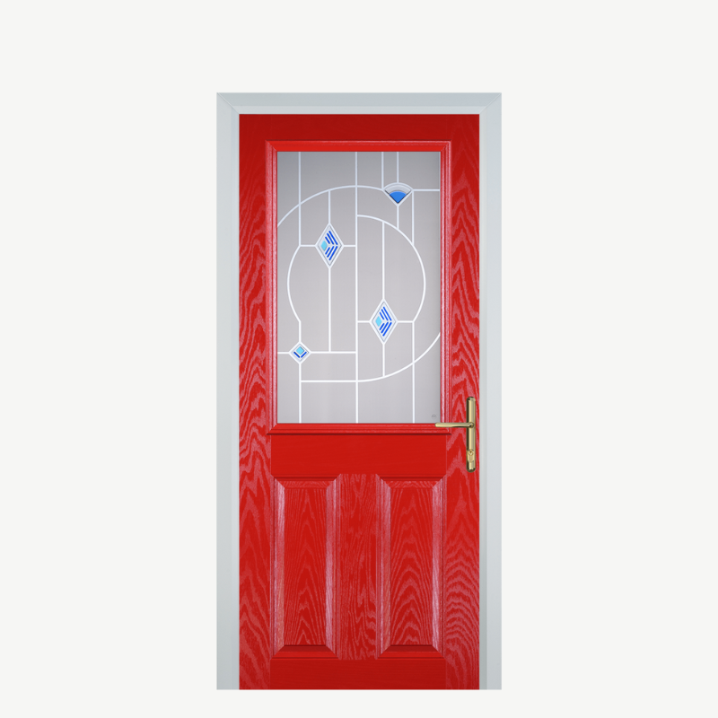 Door F 2 Panel 1 Square Poppy Red (High Gloss) Murano Blue image 0