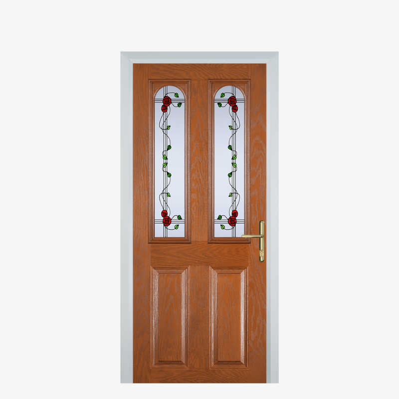Door A 2 Panel 2 Arch Oak Mackintosh Rose image 0