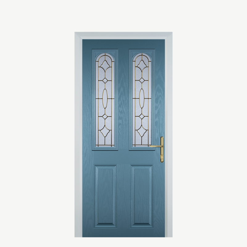 Door A 2 Panel 2 Arch Pastel Blue Brass Art Clarity image 0