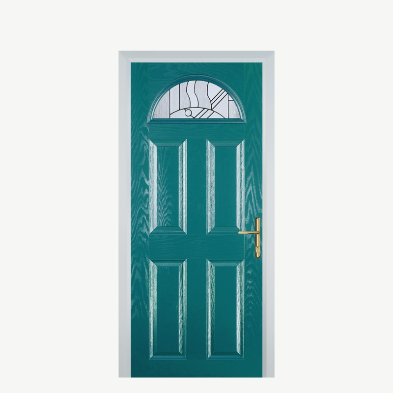 Door D 4 Panel 1 Arch Turquoise Blue Zinc Art Abstract image 0