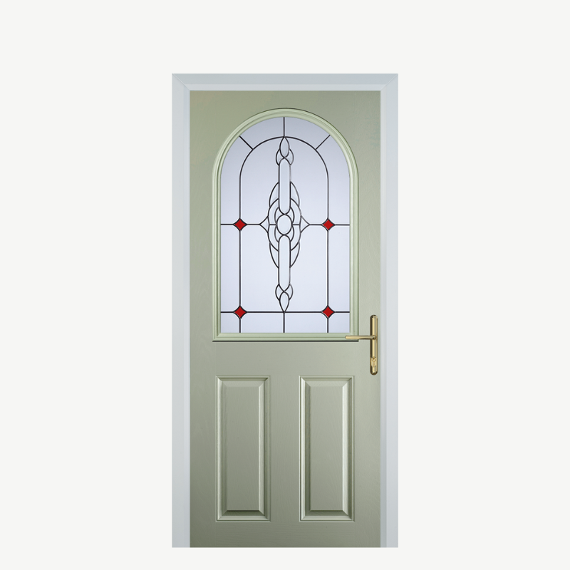 Door E 2 Panel 1 Arch Pebble Grey Crystal Bohemia Red image 0