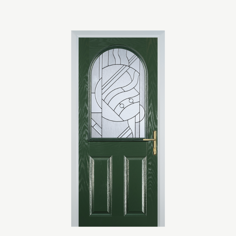 Door E 2 Panel 1 Arch Green Zinc Art Abstract image 0