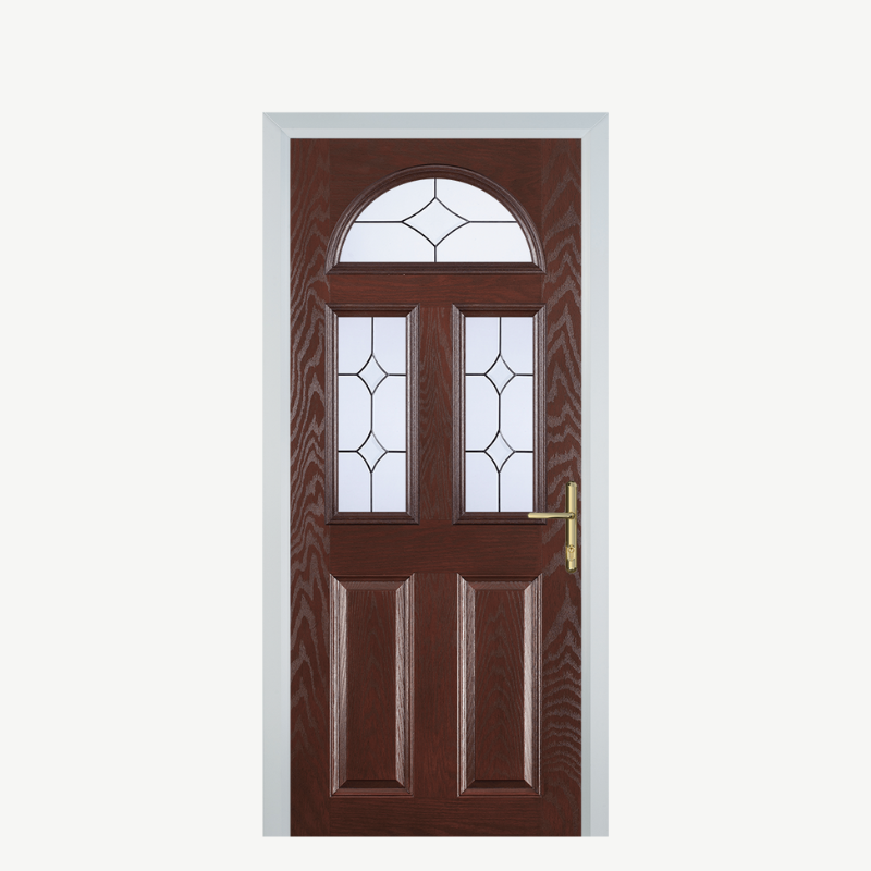 Door G 2 Panel 1 Arch Dark Wood Crystal Diamond image 0