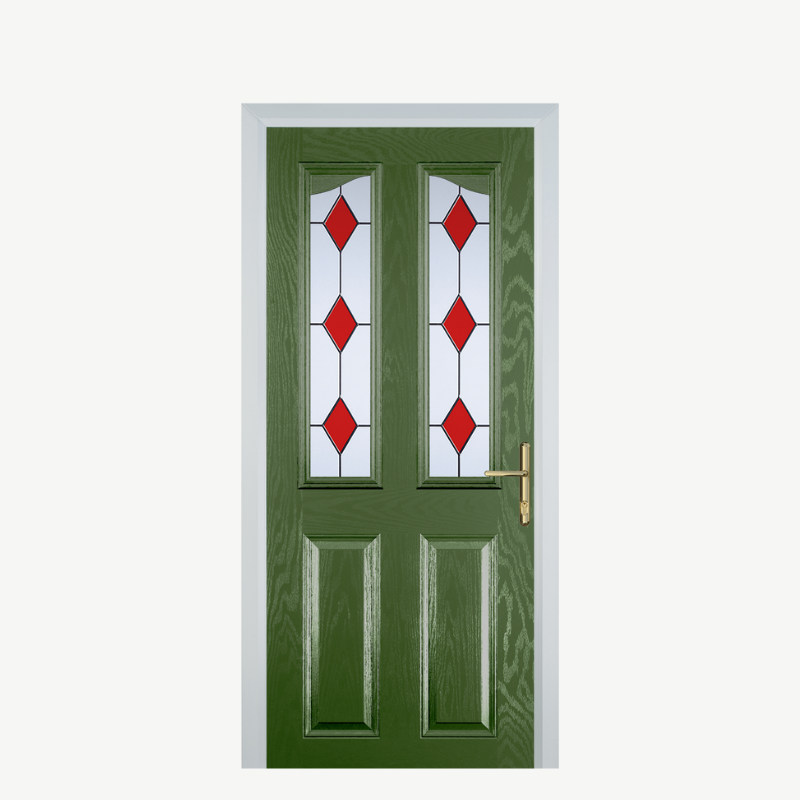 Door B 2 Panel 2 Angle Fern Green 3 Drop Diamond Red image 0