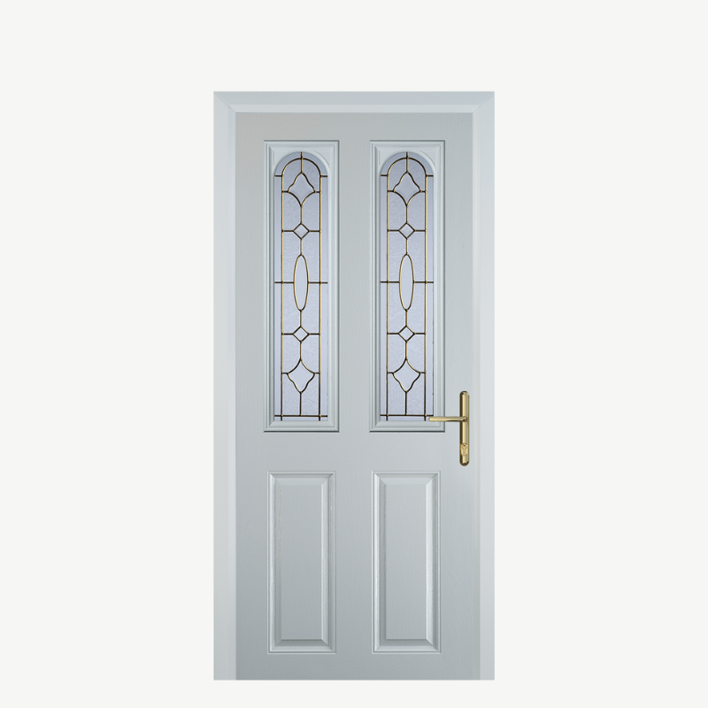 Door A 2 Panel 2 Arch White Brass Art Clarity image 0