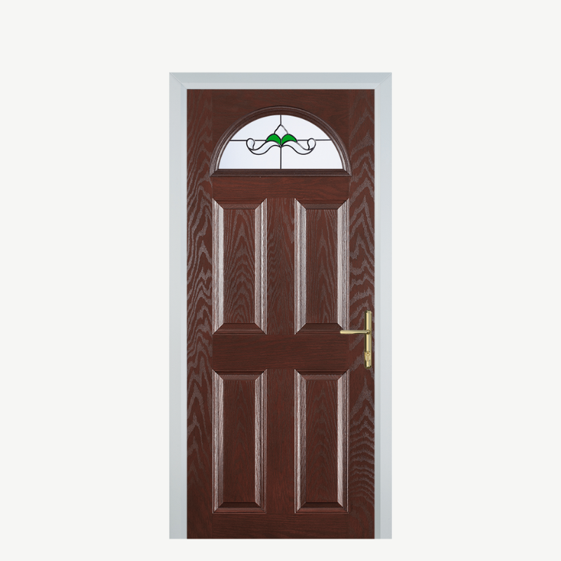 Door D 4 Panel 1 Arch Dark Wood Crystal Bohemia Green image 0