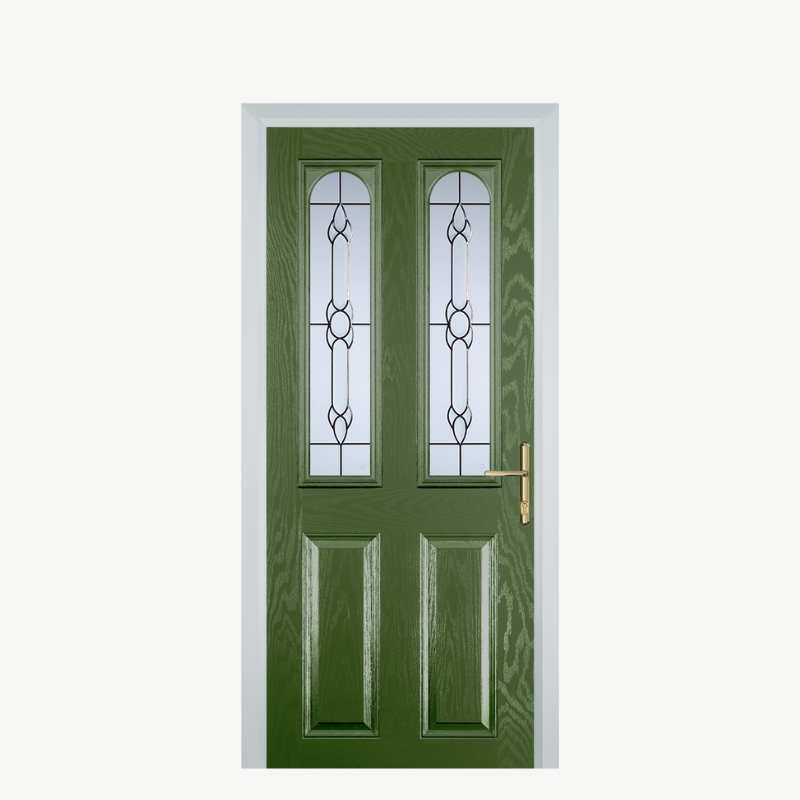 Door A 2 Panel 2 Arch Fern Green Crystal Bohemia image 0