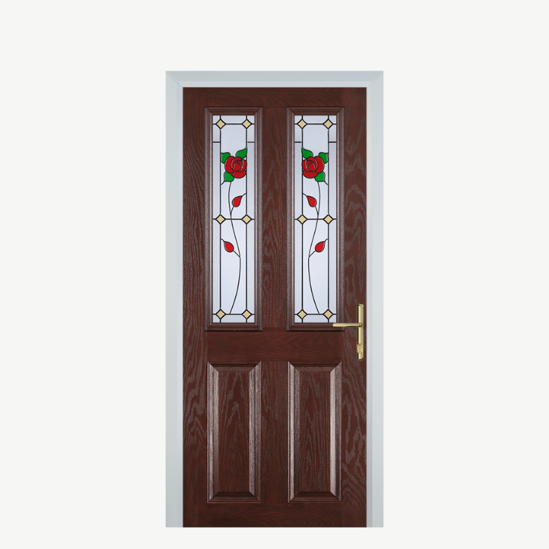 Door C 2 Panel 2 Square Dark Wood English Rose image 0